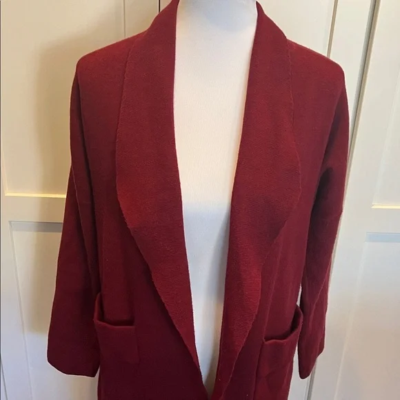ANRABESS Burgundy Cardigan Sweater Duster Size M - Picture 4 of 11